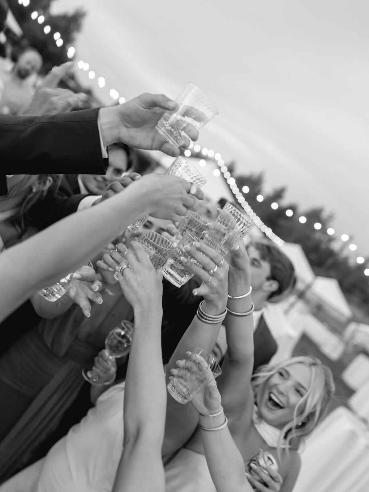 Cheers from below the string lights
