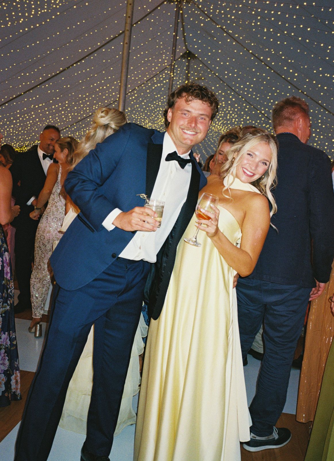 Bride and groom in the lights