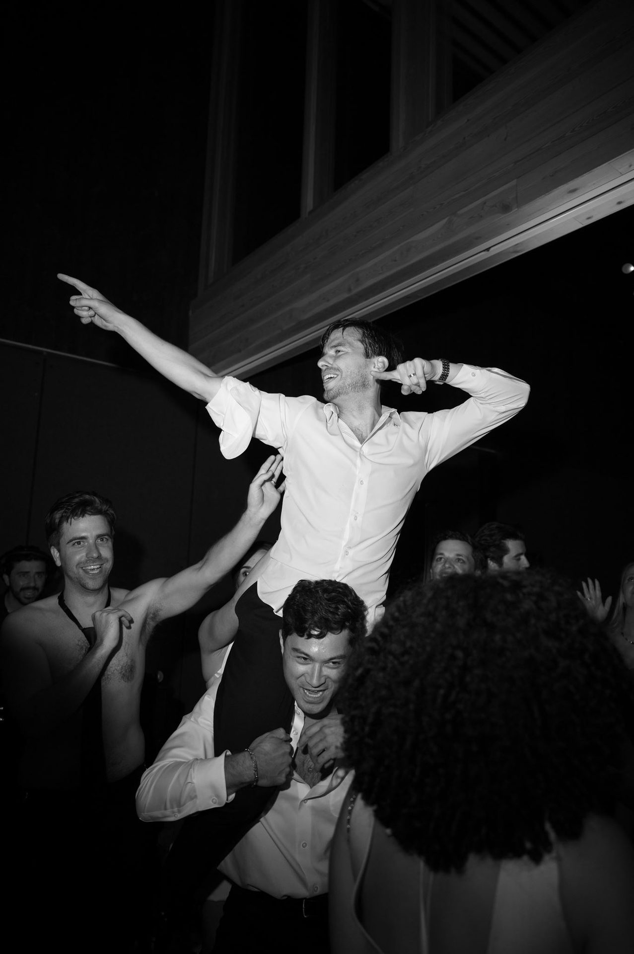 Groom riding the room