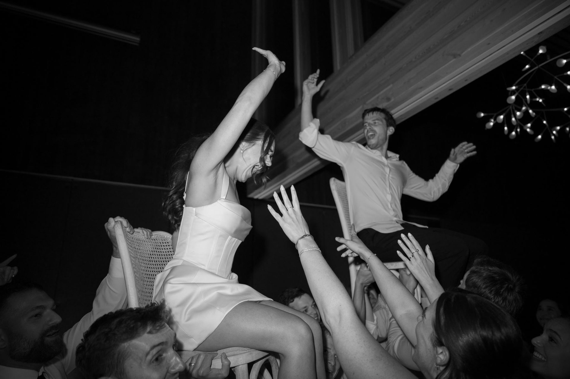 Chair lift as hands go up
